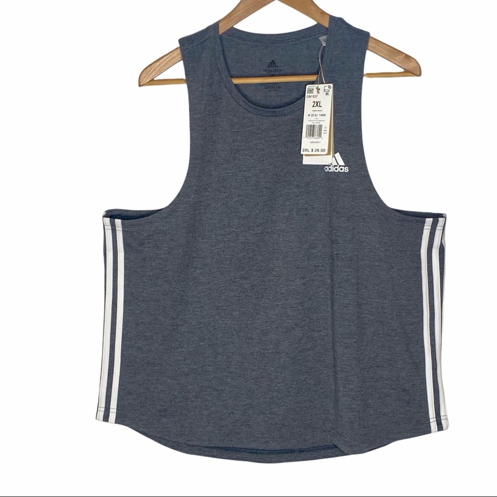 BOGO Adidas 3 Stripe Workout Tank Racerback Aeroready Primegreen recycled 2XL